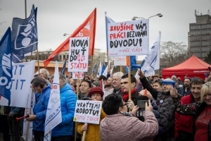 FOTOREPORTÁŽ a Prohlášení z protestního mítinku OS KOVO před Liberty Ostrava 22. února 2024